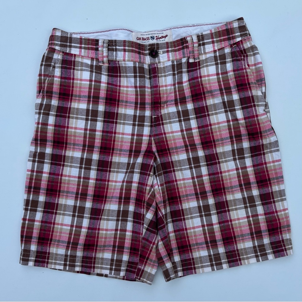 G.H. Bass & Co. Shorts Pink and Brown Plaid 8